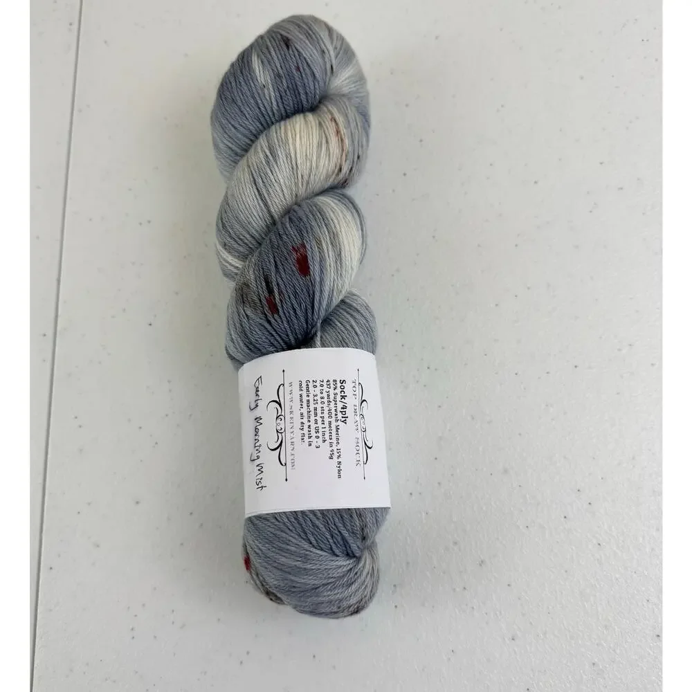 Indie Hand Dyed Yarn Skein Australia Top Draw Sock Fingering 437 yds Blue Gray